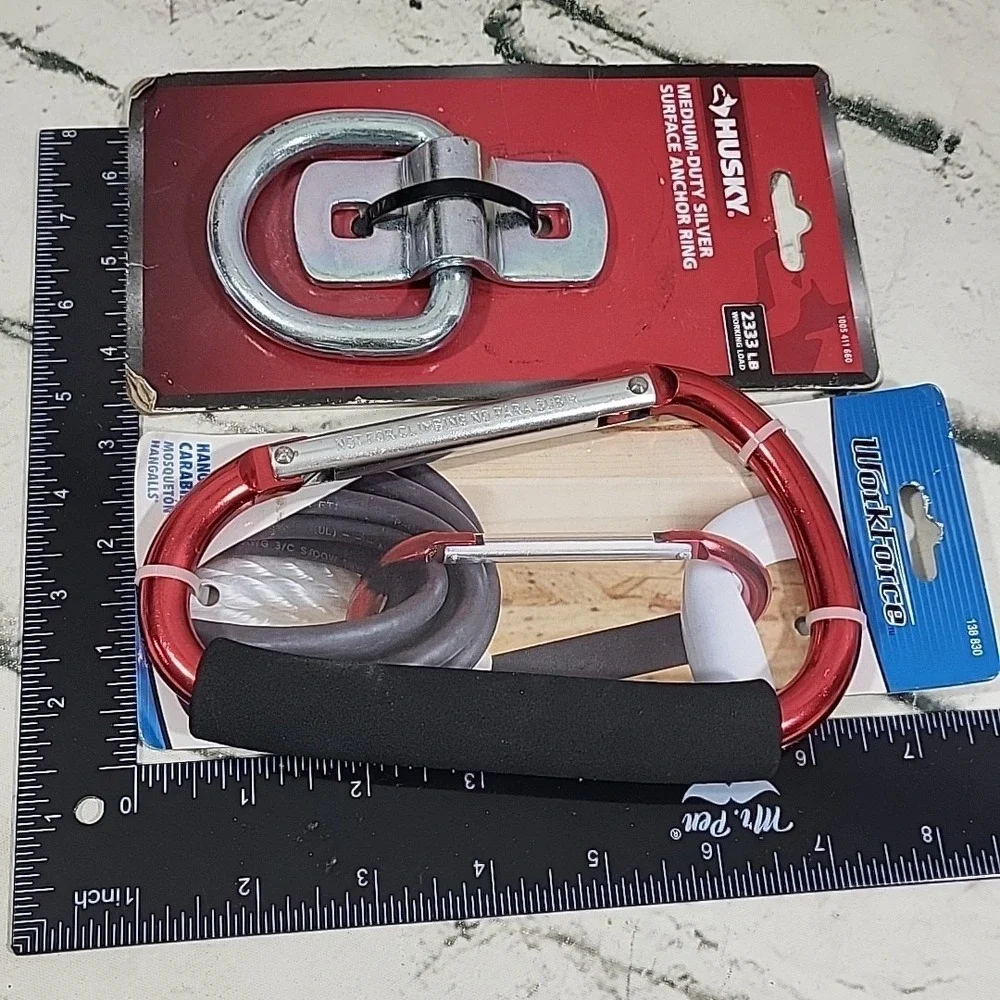 Workforce HangAll Carabiner Husky 2333lb Anchor Ring Garage Tool Lot New